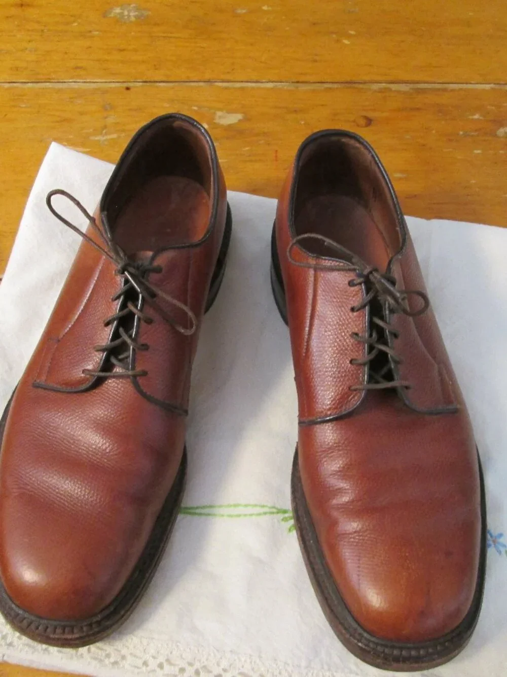 Vtg Allen Edmonds Leeds brown pebbled leather oxford dress shoes brown 9 D